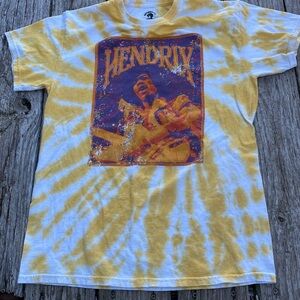 Hendrix Tie-Dye Graphic T-Shirt - Yellow and White